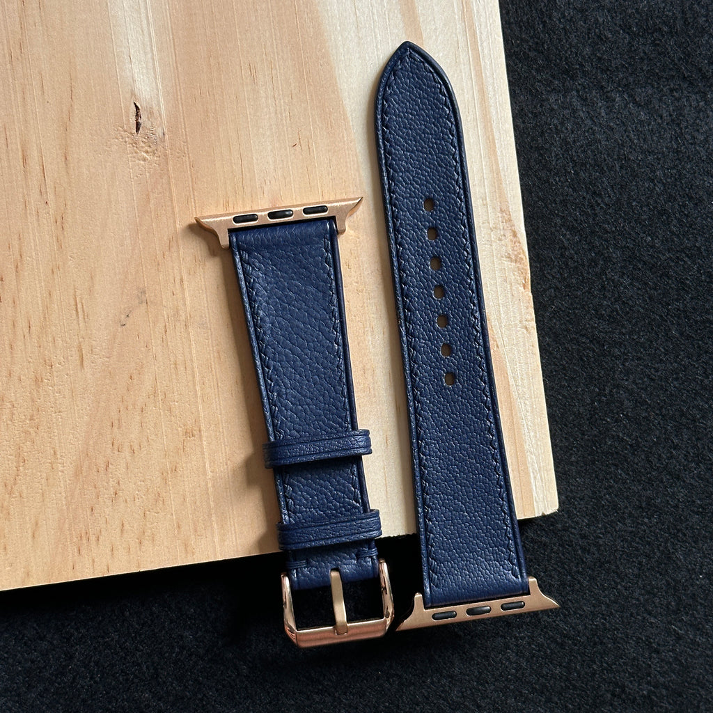 Navy Blue Alran Chevre Leather Watch Straps, Premium Handmade Bands
