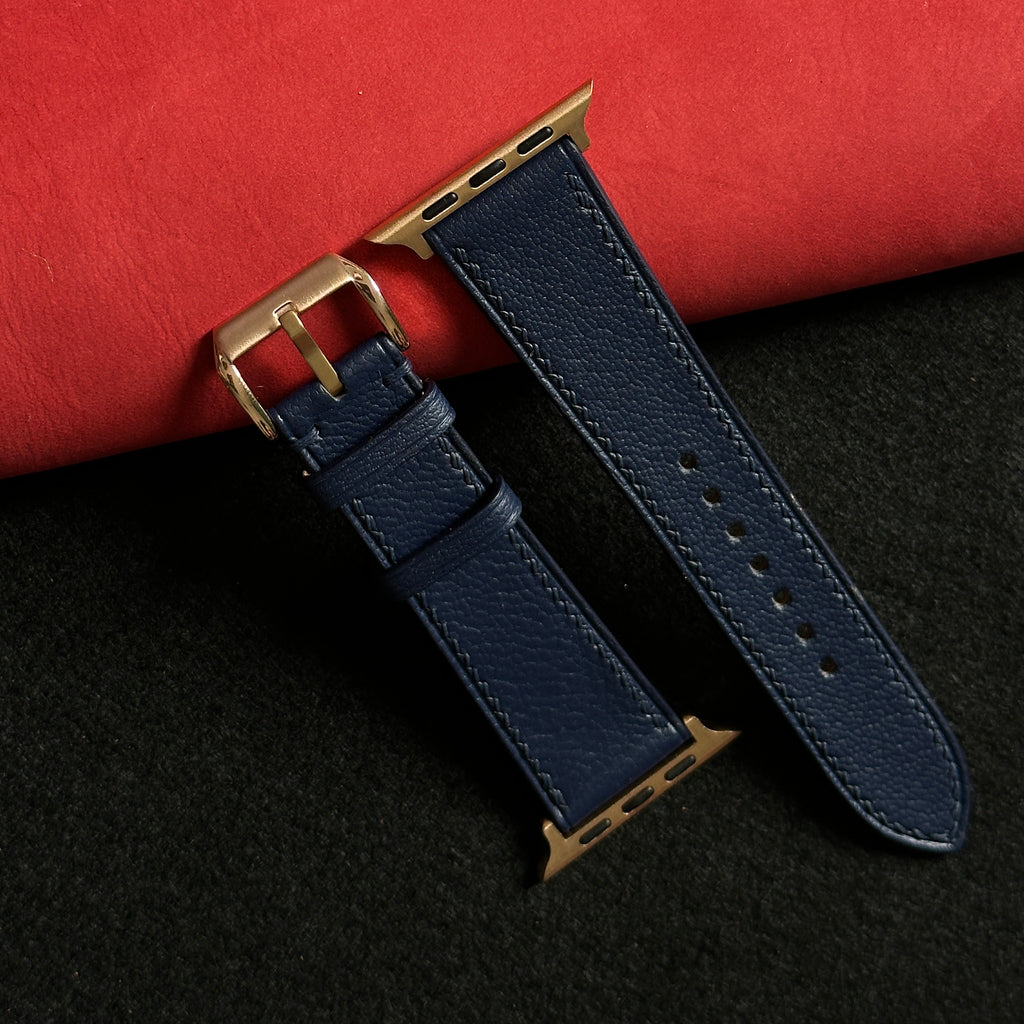 Navy Blue Alran Chevre Leather Watch Straps, Premium Handmade Bands