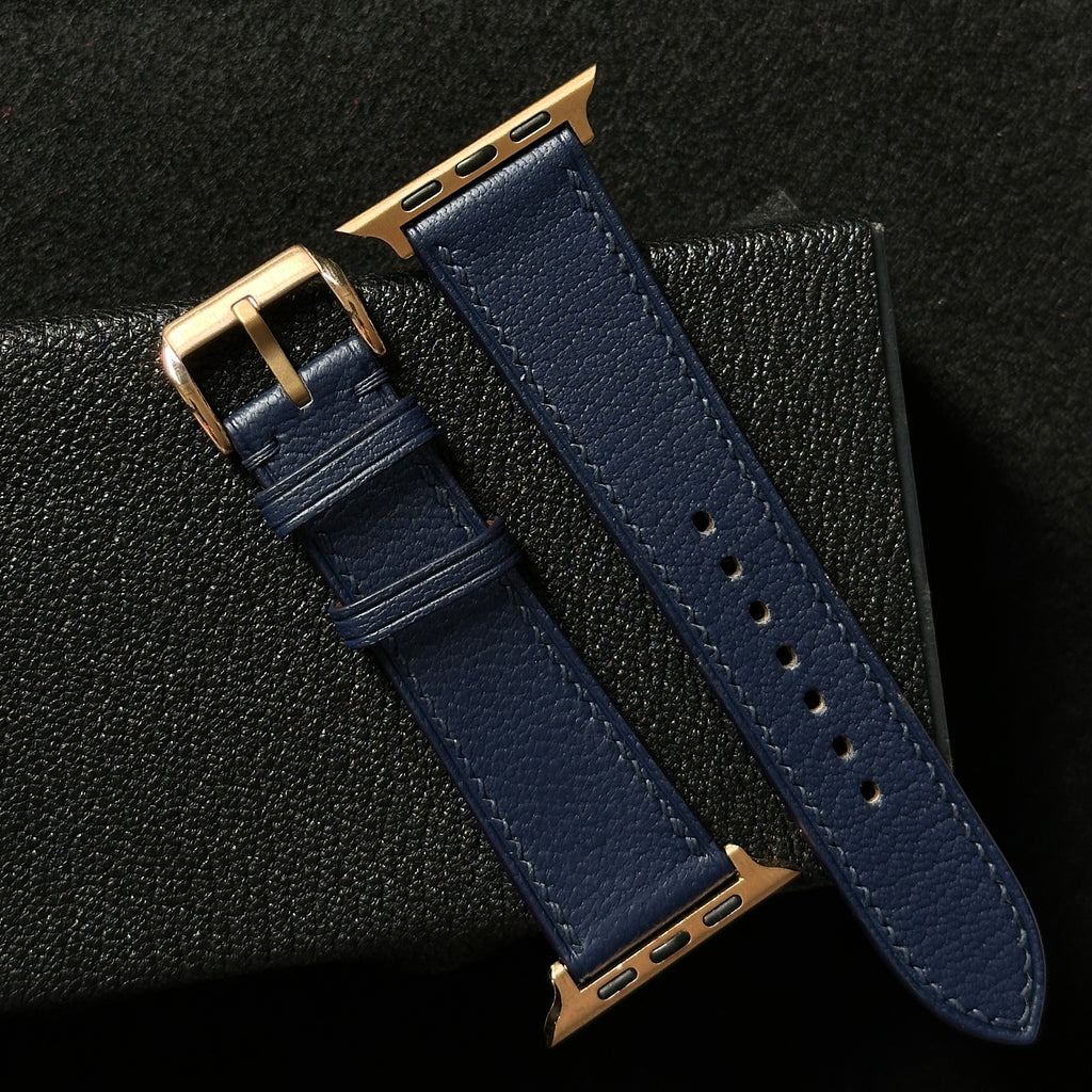 Navy Blue Alran Chevre Leather Watch Straps, Premium Handmade Bands