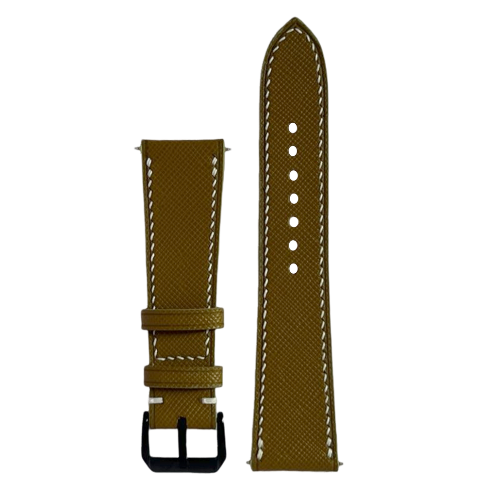 Premium Olive Green Saffiano Leather Watch Band, Handcrafted