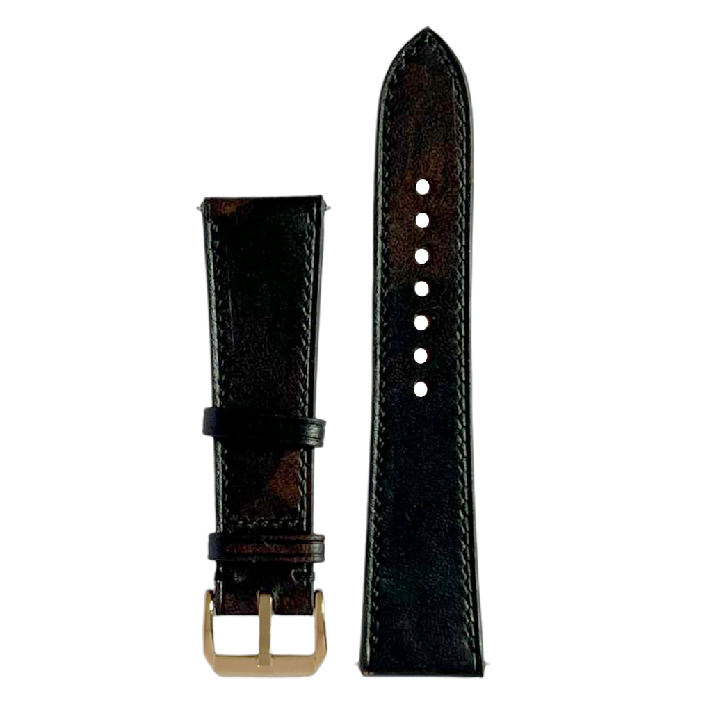 Crow Vachetta Leather Watch Strap, Artisan Handmade Premium Italian Leather