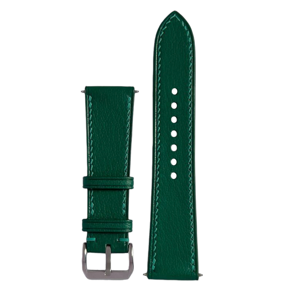 Green Alran Goat Leather Watch Strap, Hand-Stitched Premium Accessory