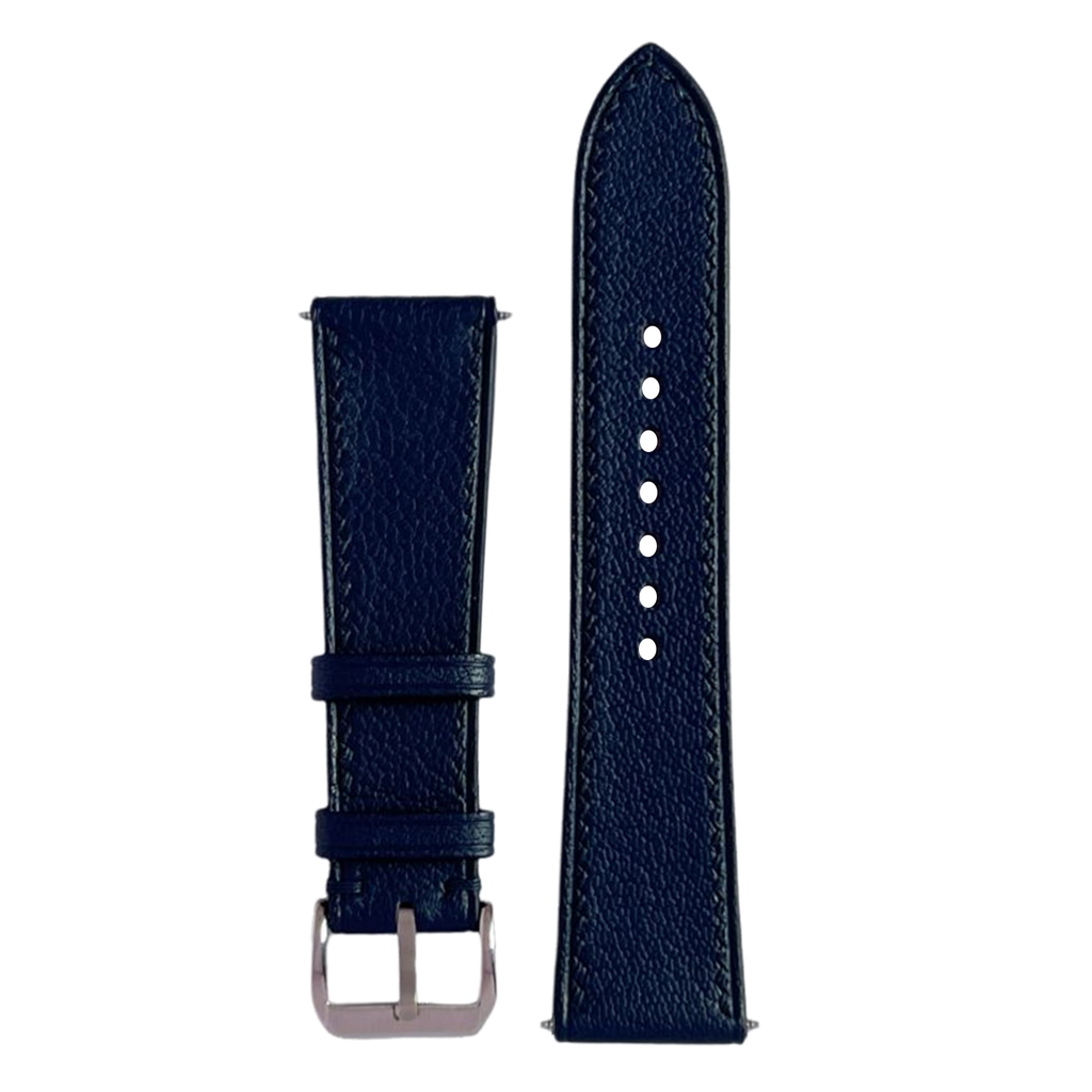 Navy Alran Leather Watch Strap, Elegant Handmade Full-Grain Wristband