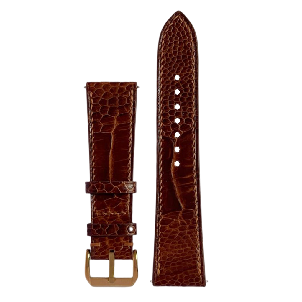 Brown Ostrich Leg Leather Watch Straps, Luxury Handmade Artisan Band