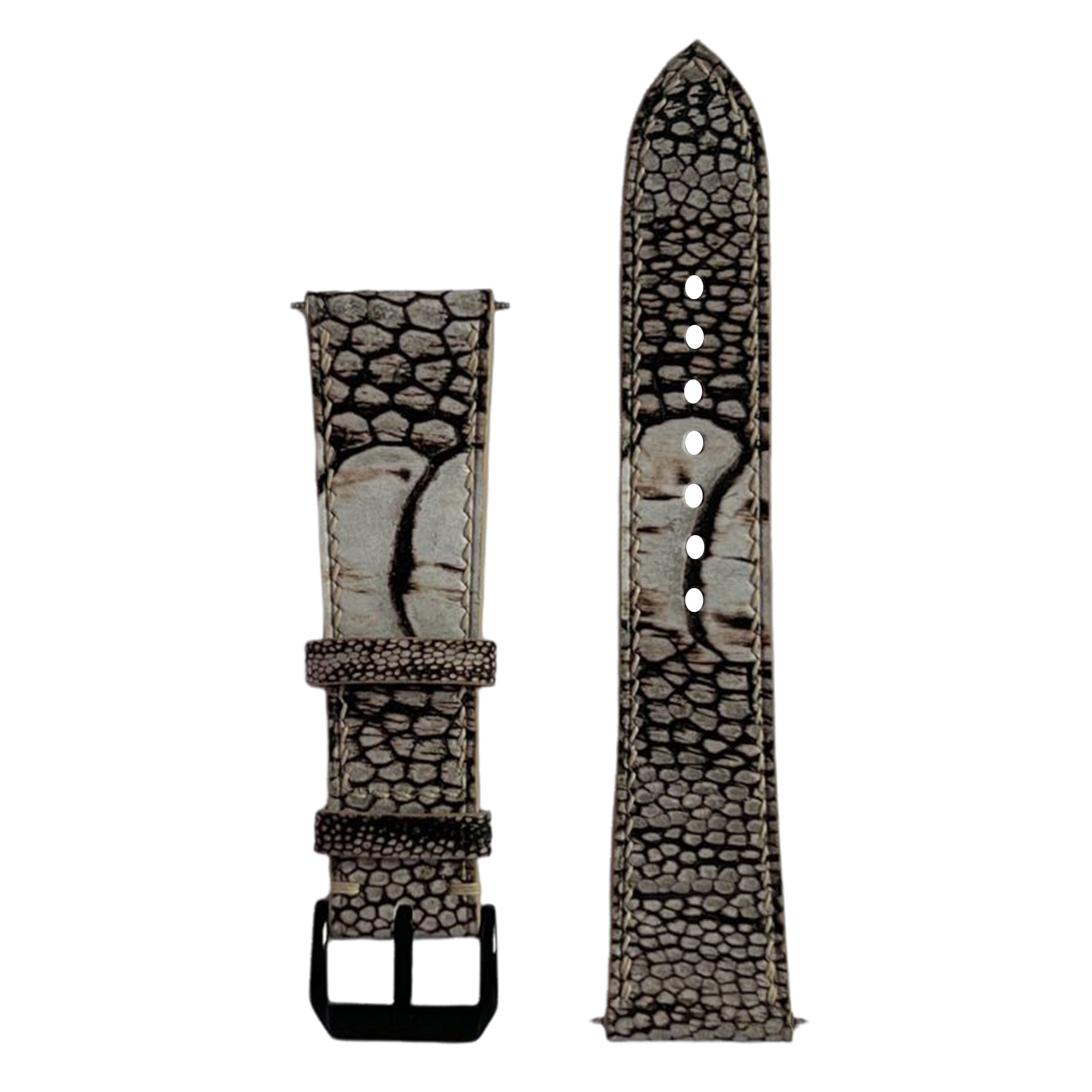 White Grey Ostrich Leg Watch Straps, Premium Genuine Leather Custom