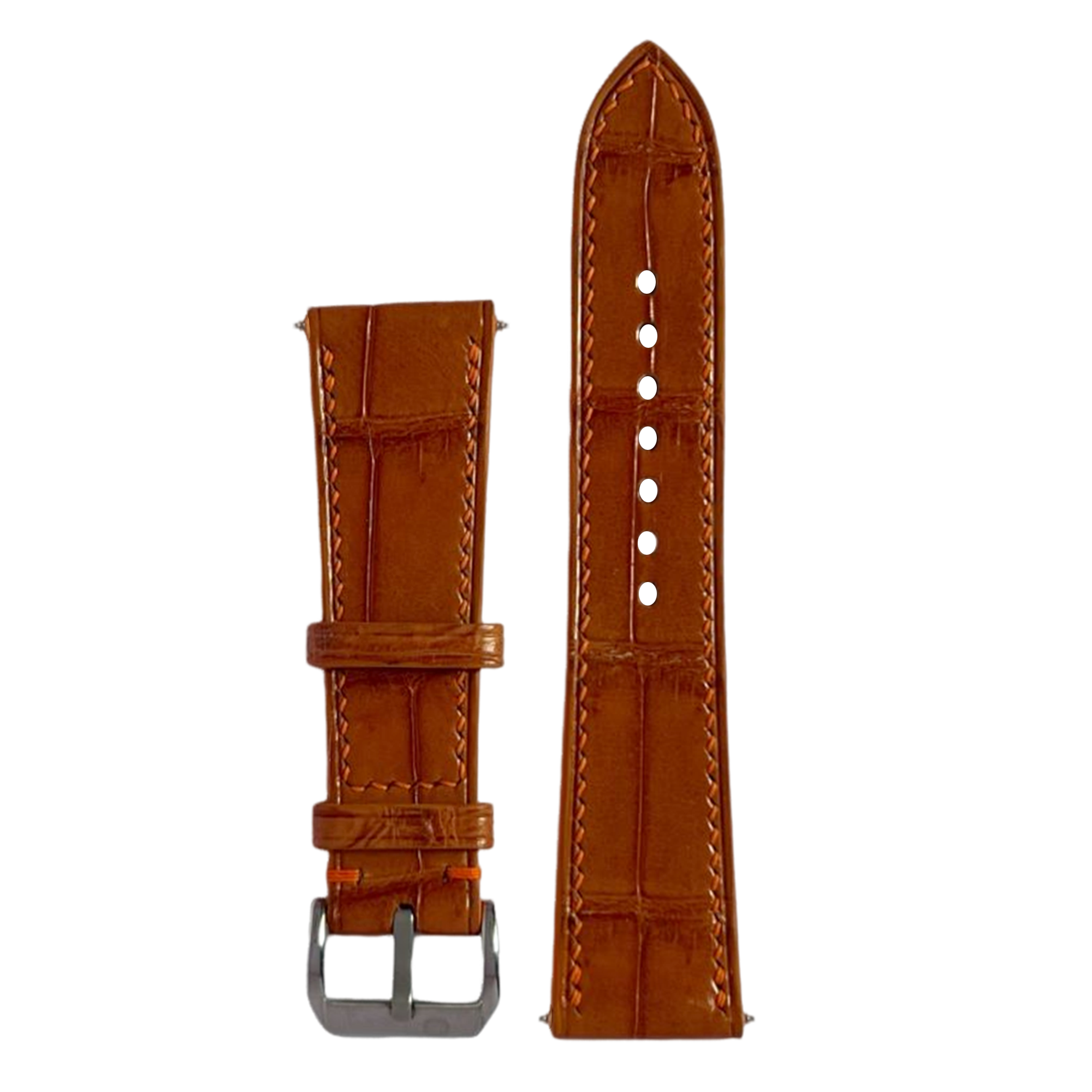 Brown Alligator Leather Watch Strap, Handcrafted Luxury Exotic Skin