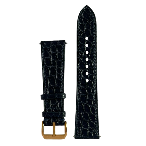 Black Himalaya Alligator Watch Strap, Handmade Luxury Leather Band