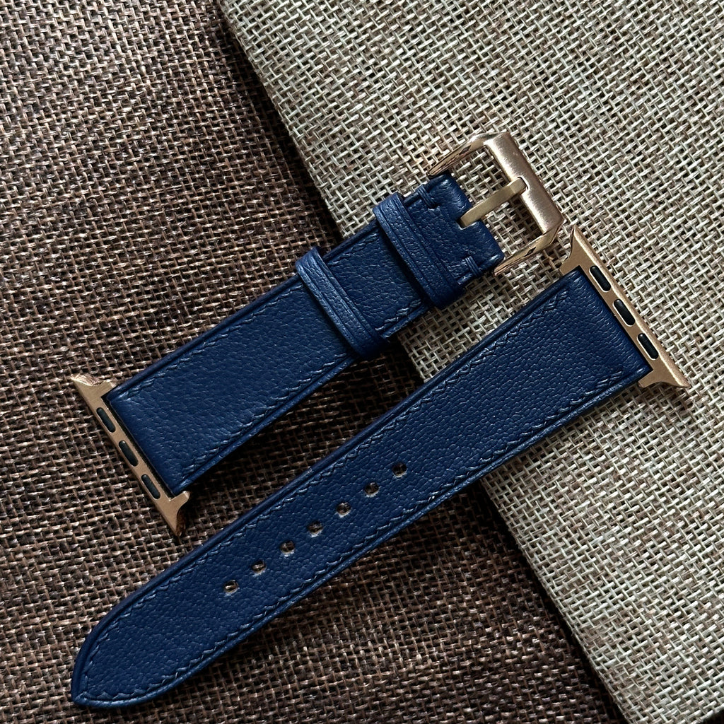 Navy Blue Alran Chevre Leather Watch Straps, Premium Handmade Bands