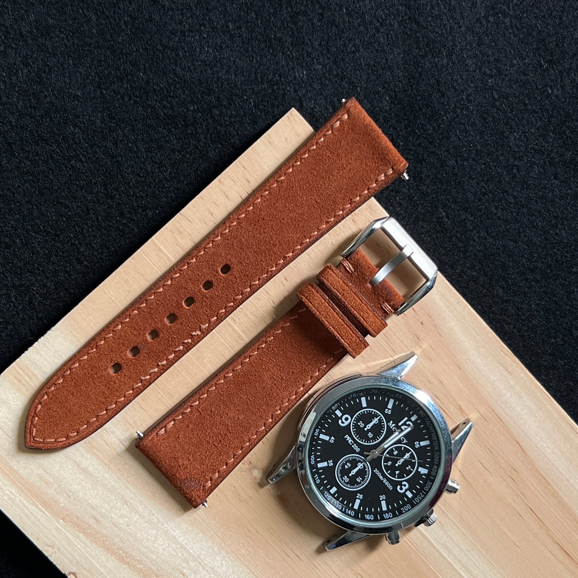 Brown Suede Leather Watch Straps, Premium Handmade Custom Bands