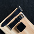 Dark Navy Vachetta Leather Watch Strap, Soft Full-Grain Italian Craftsmanship