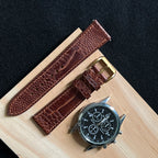 Brown Ostrich Leg Leather Watch Straps, Luxury Handmade Artisan Band