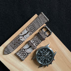 White Grey Ostrich Leg Watch Straps, Premium Genuine Leather Custom