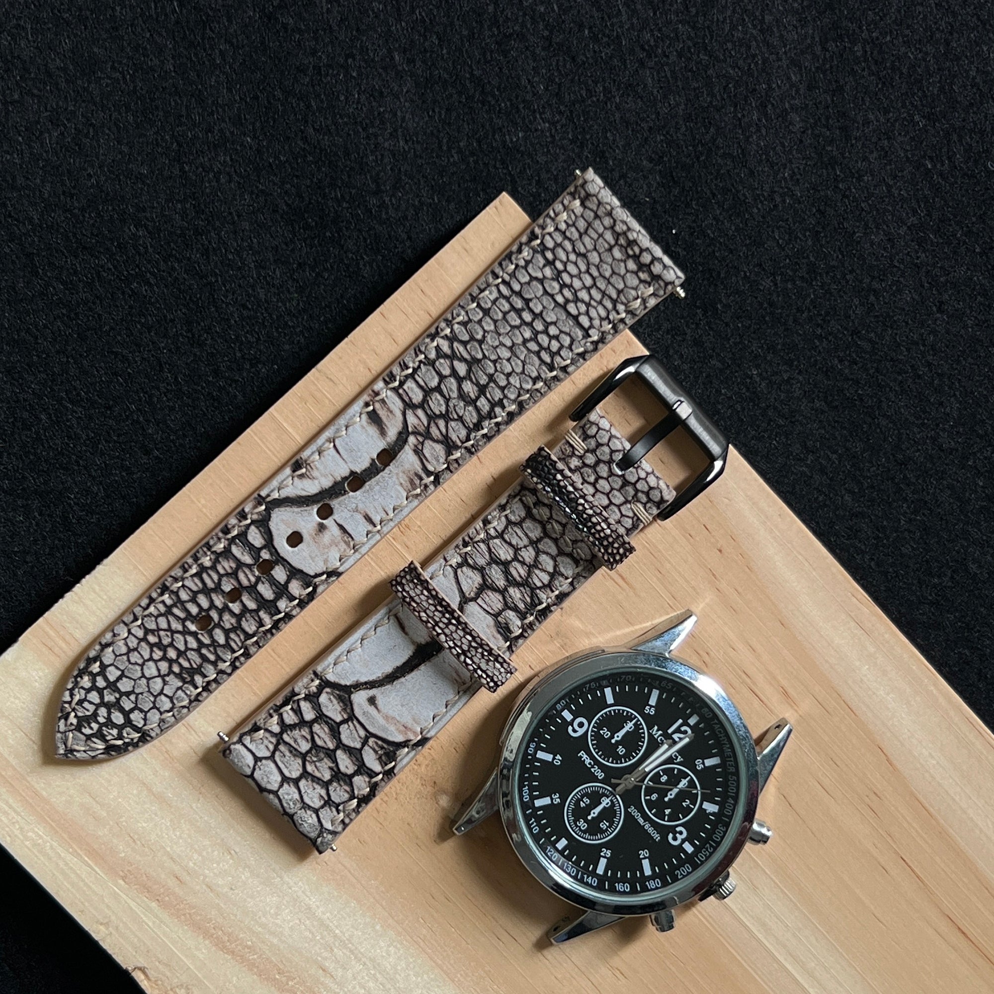 White Grey Ostrich Leg Watch Straps, Premium Genuine Leather Custom