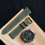 Palace Green Nubuck Leather Watch Strap, Handcrafted Premium Suede Band