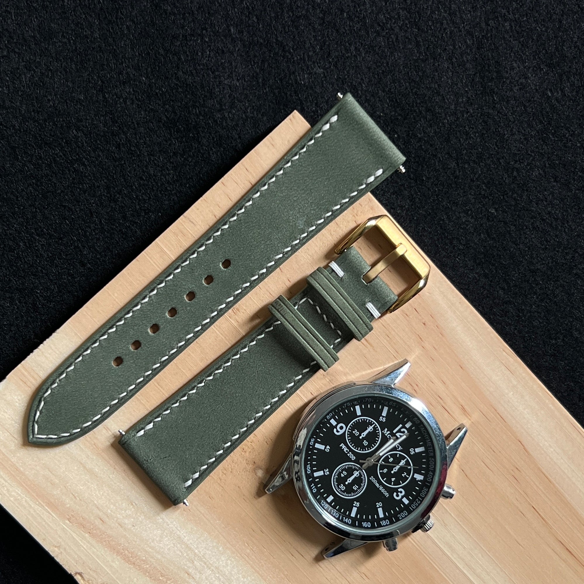 Palace Green Nubuck Leather Watch Strap, Handcrafted Premium Suede Band