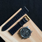 Dark Navy Alligator Round Scale Leather Watch Strap, Premium Handmade Band