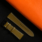 Premium Olive Green Saffiano Leather Watch Band, Handcrafted