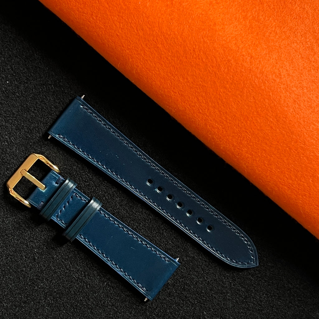 Navy Shell Cordovan Watch Straps, Handcrafted Premium Horse Leather Band