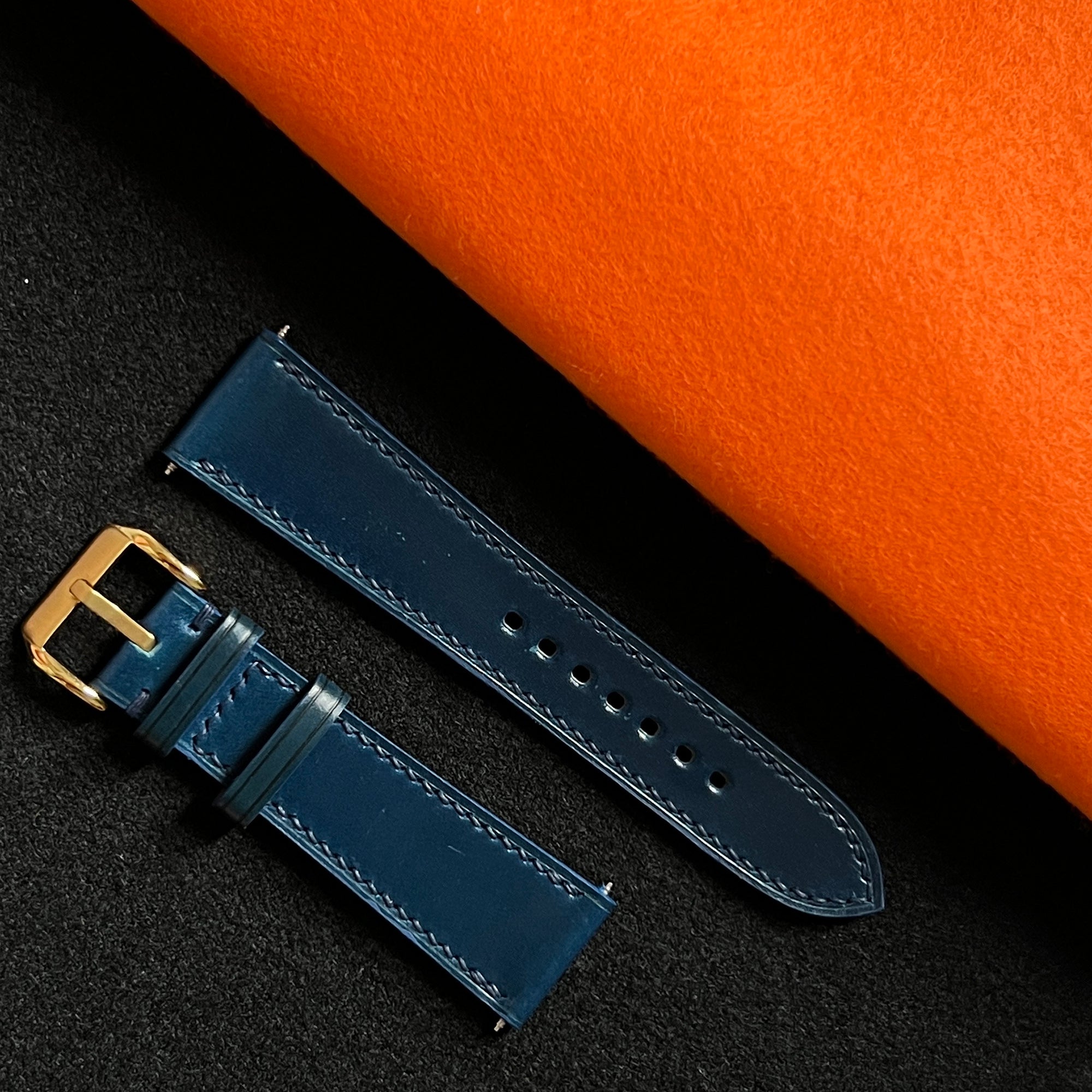 Navy Shell Cordovan Watch Straps, Handcrafted Premium Horse Leather Band