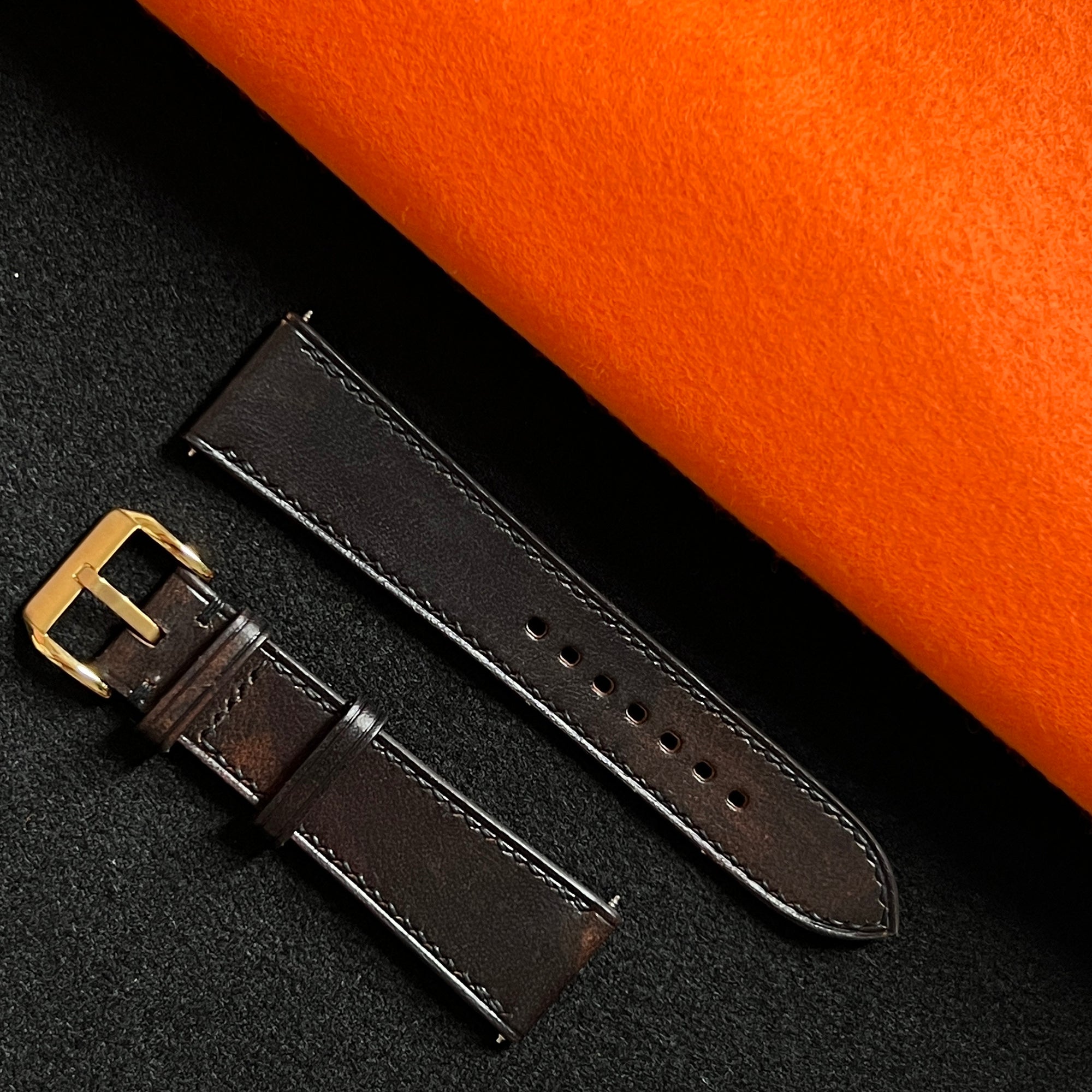 Crow Vachetta Leather Watch Strap, Artisan Handmade Premium Italian Leather