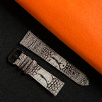 White Grey Ostrich Leg Watch Straps, Premium Genuine Leather Custom
