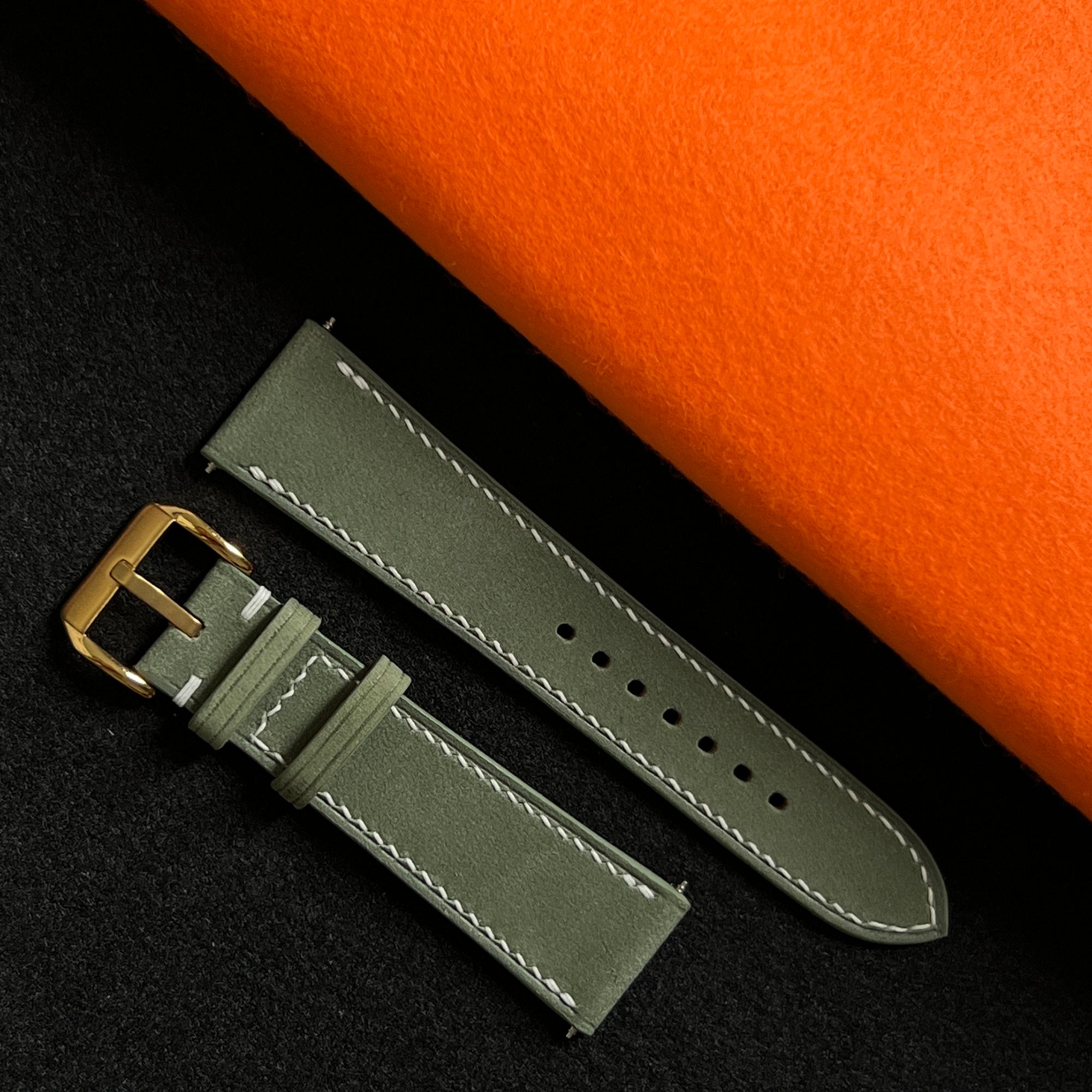 Palace Green Nubuck Leather Watch Strap, Handcrafted Premium Suede Band