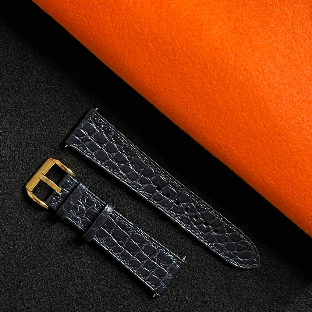 Black Himalaya Alligator Watch Strap, Handmade Luxury Leather Band