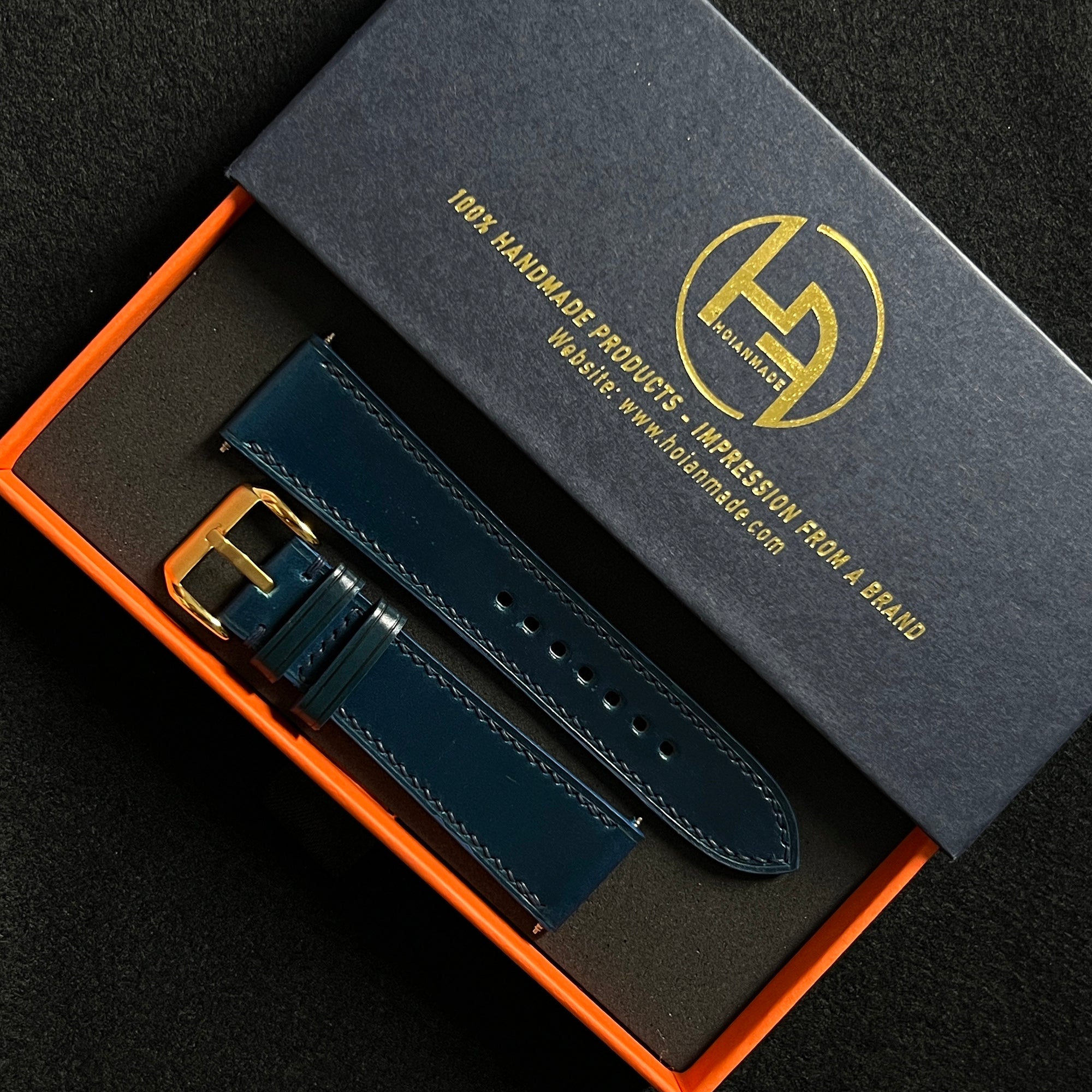 Navy Shell Cordovan Watch Straps, Handcrafted Premium Horse Leather Band