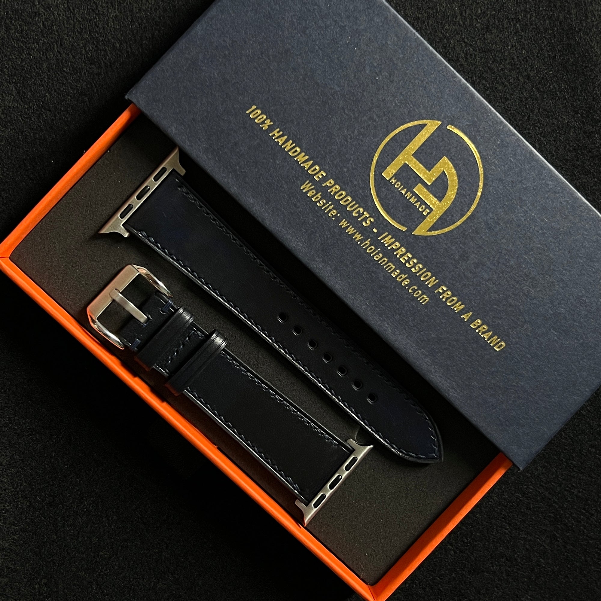 Dark Navy Vachetta Leather Watch Strap, Soft Full-Grain Italian Craftsmanship