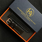 Black Vachetta Leather Watch Band, Hand-Stitched Luxury Genuine Leather