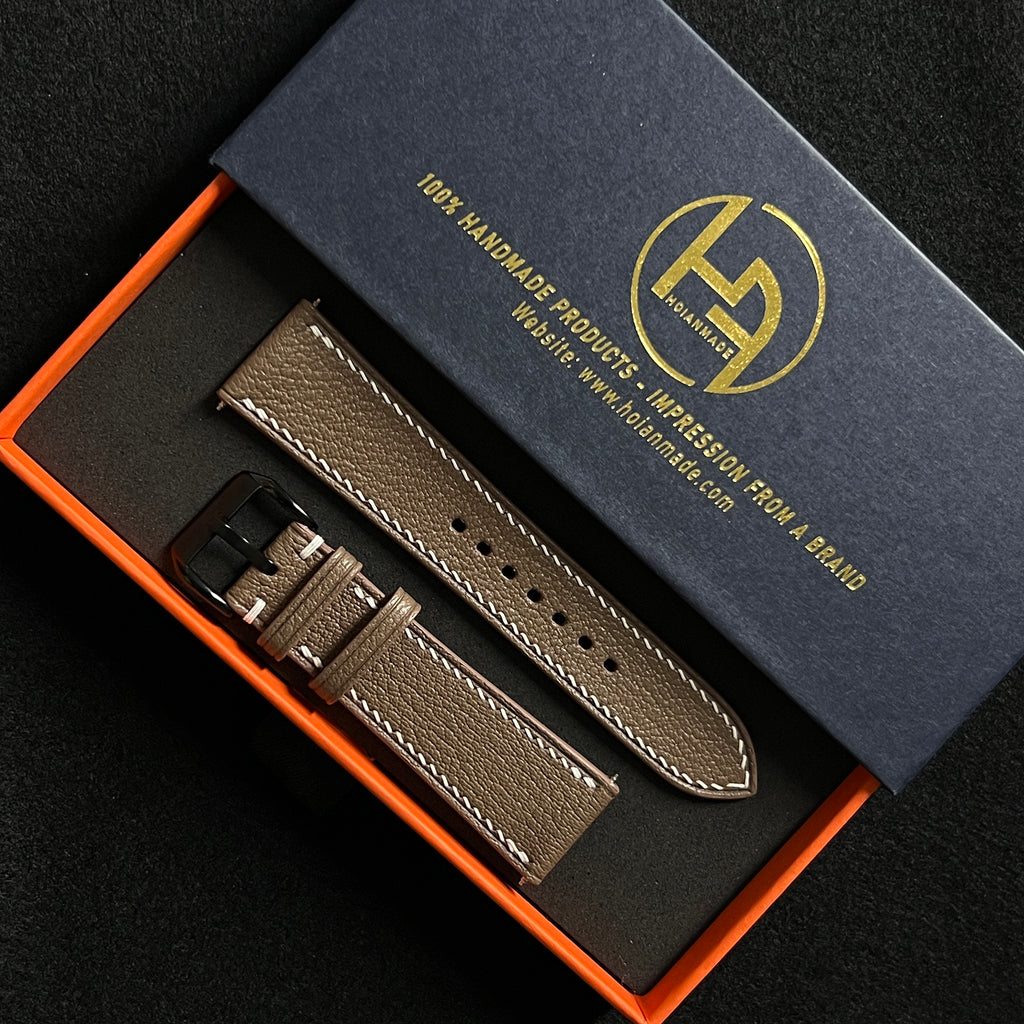 Taupe Alran Sully Leather Watch Band, Artisanal Luxury Replacement Strap