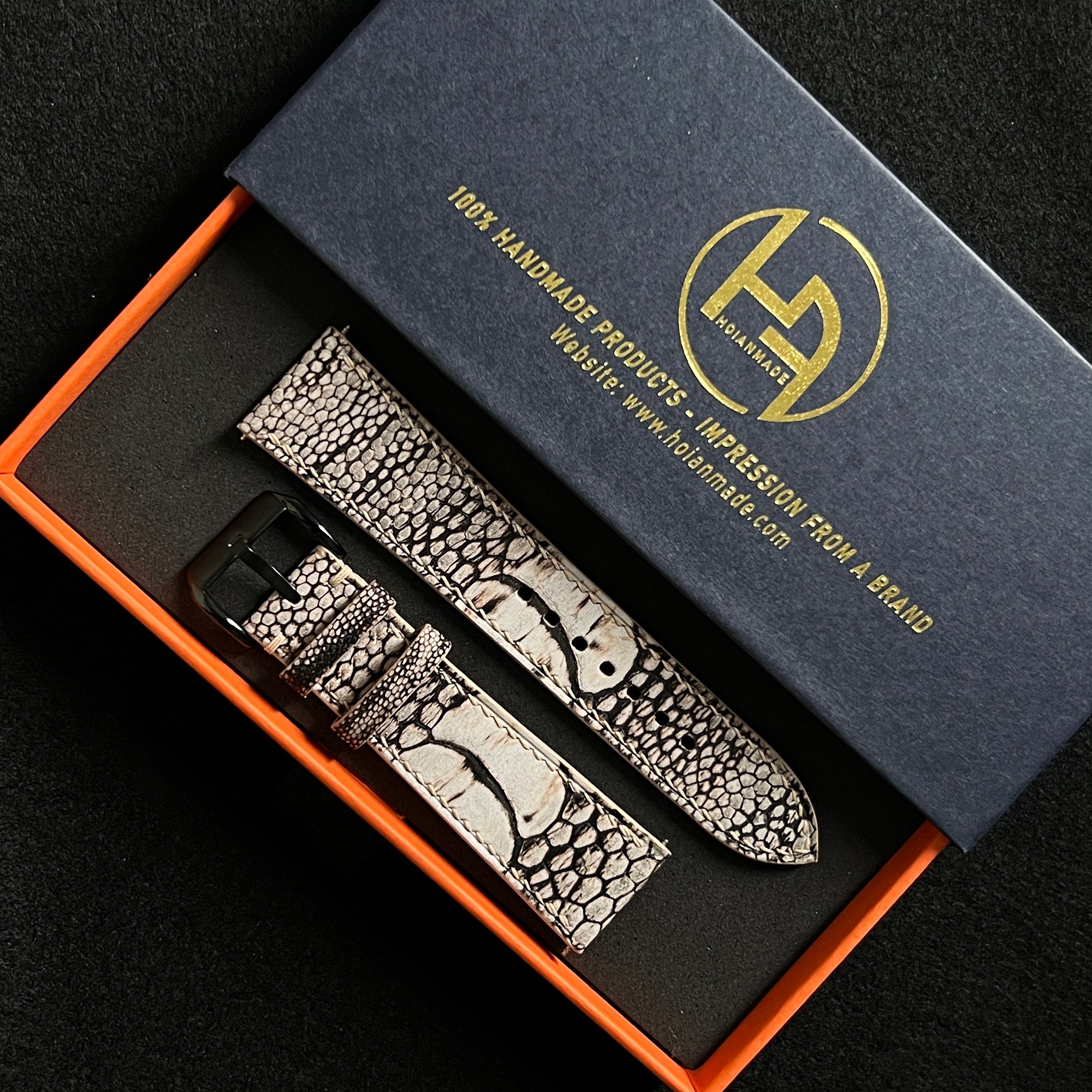 White Grey Ostrich Leg Watch Straps, Premium Genuine Leather Custom
