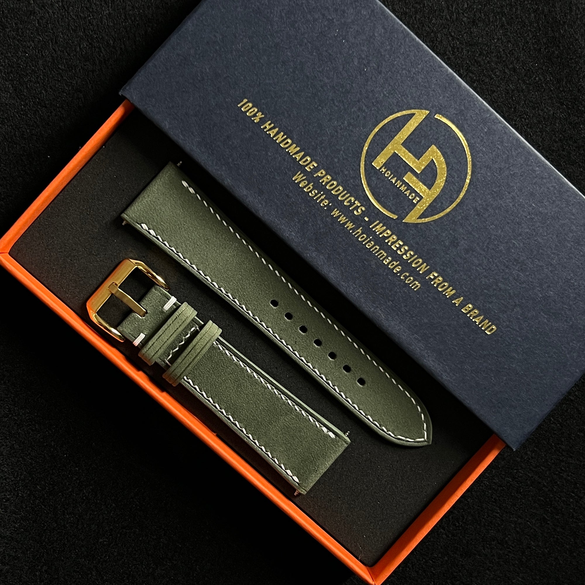 Palace Green Nubuck Leather Watch Strap, Handcrafted Premium Suede Band