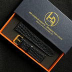 Black Himalaya Alligator Watch Strap, Handmade Luxury Leather Band