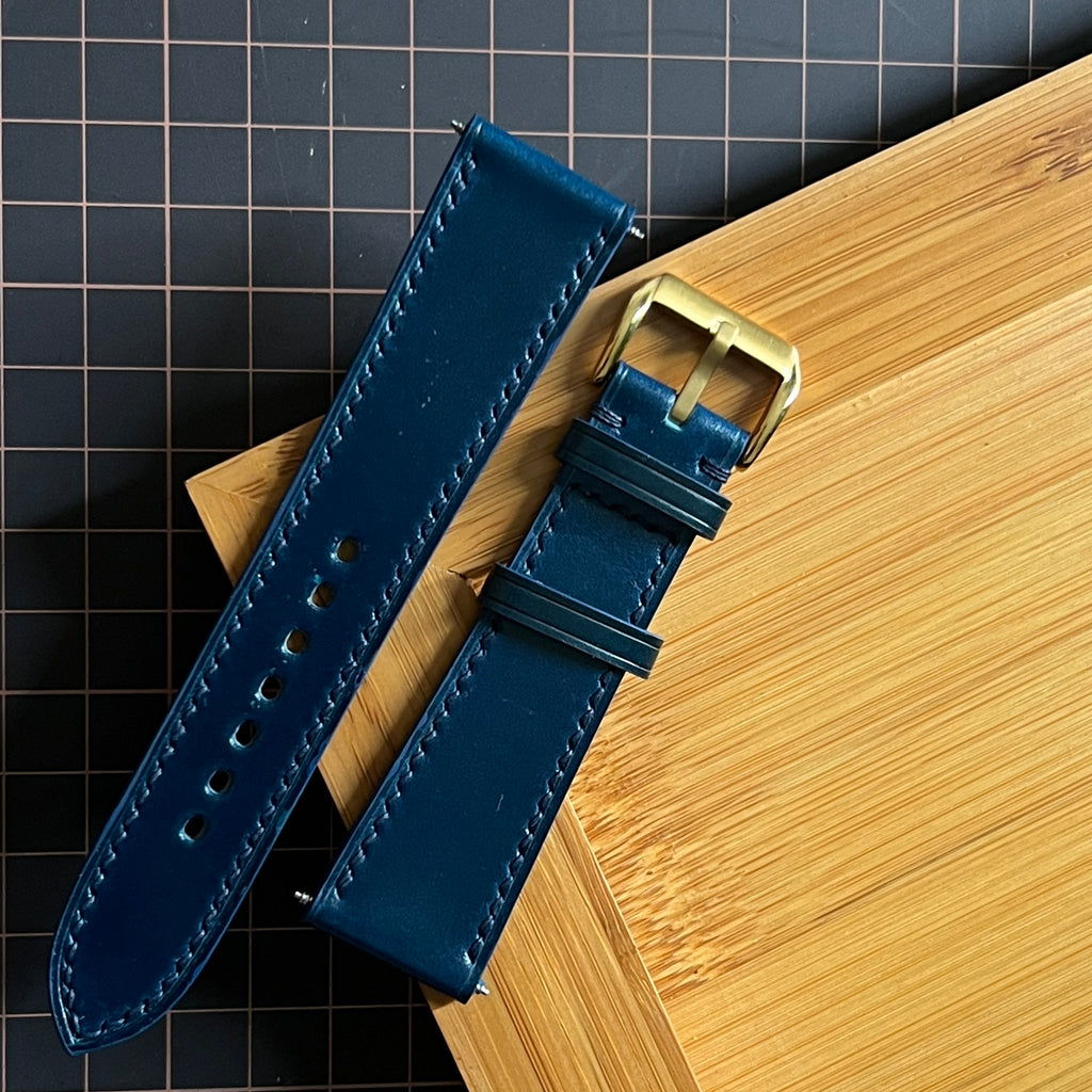 Navy Shell Cordovan Watch Straps, Handcrafted Premium Horse Leather Band