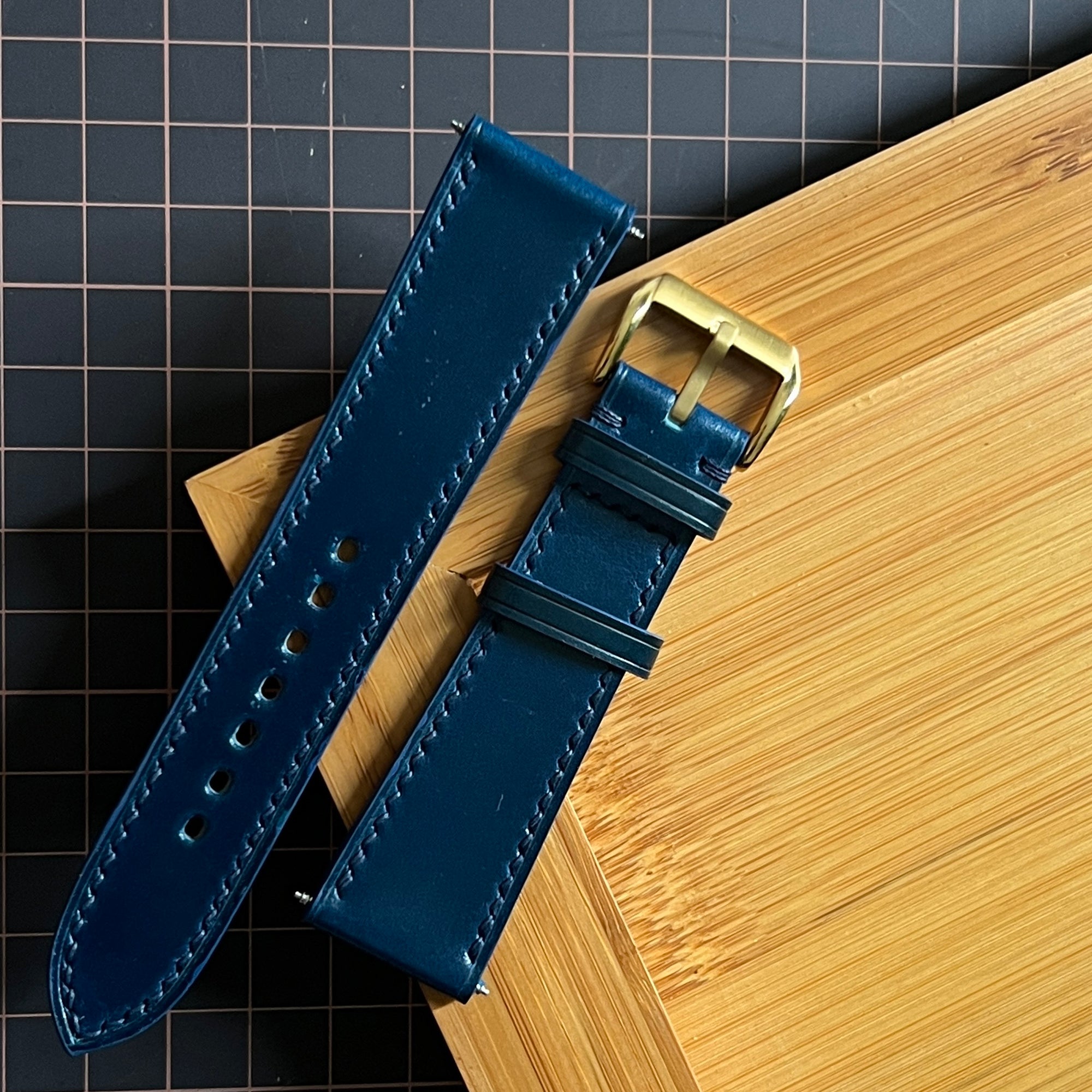 Navy Shell Cordovan Watch Straps, Handcrafted Premium Horse Leather Band