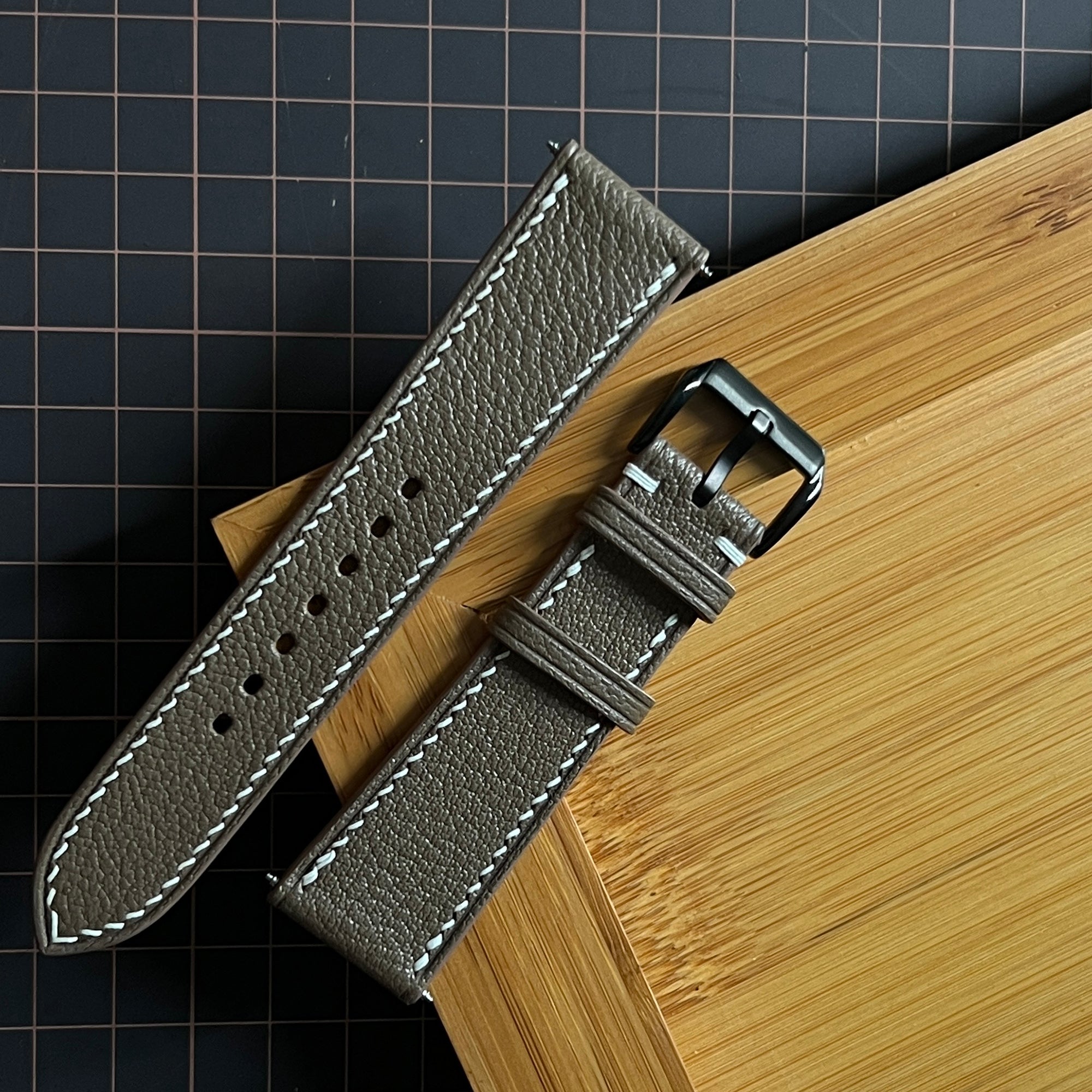 Taupe Alran Sully Leather Watch Band, Artisanal Luxury Replacement Strap