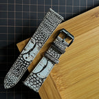 White Grey Ostrich Leg Watch Straps, Premium Genuine Leather Custom