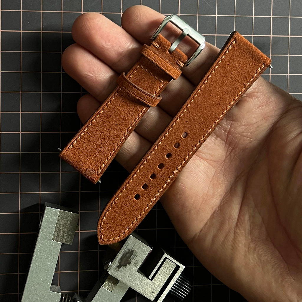 Brown Suede Leather Watch Straps, Premium Handmade Custom Bands
