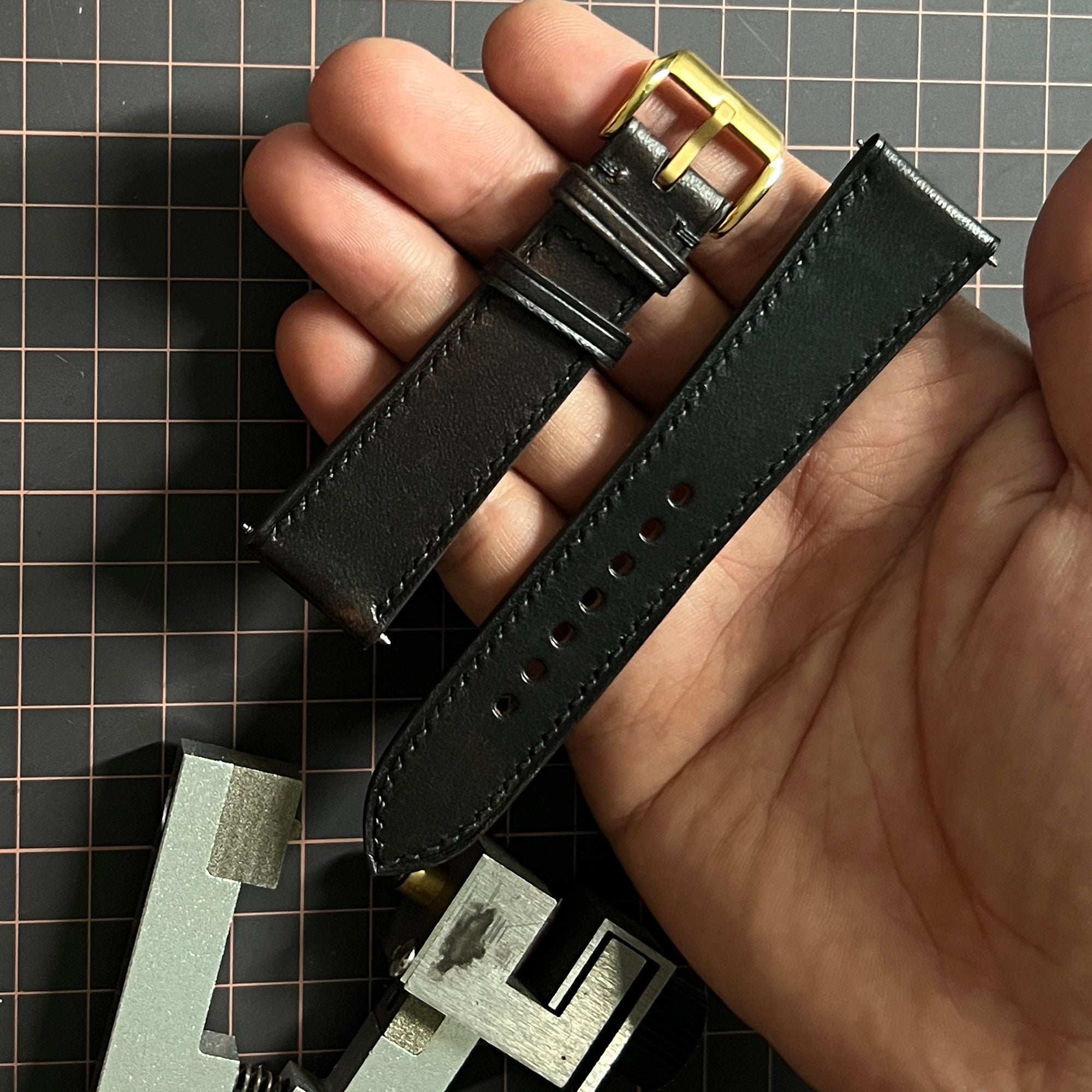 Crow Vachetta Leather Watch Strap, Artisan Handmade Premium Italian Leather
