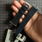 Dark Navy Vachetta Leather Watch Strap, Soft Full-Grain Italian Craftsmanship