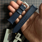 Navy Alran Leather Watch Strap, Elegant Handmade Full-Grain Wristband