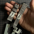 White Grey Ostrich Leg Watch Straps, Premium Genuine Leather Custom