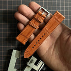 Brown Alligator Leather Watch Strap, Handcrafted Luxury Exotic Skin